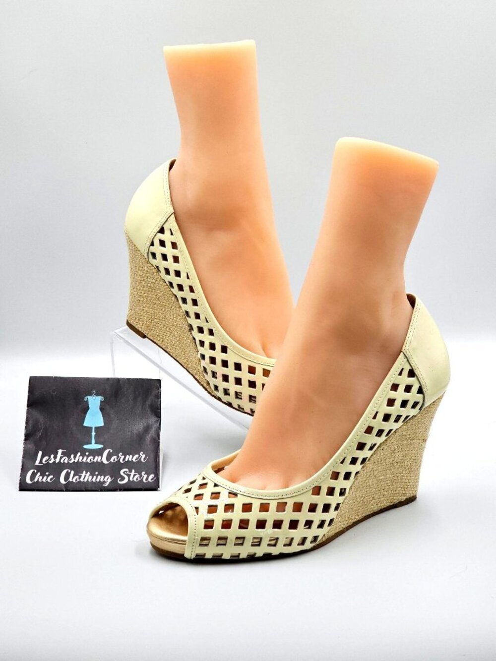 Lilly Pulitzer Women's Ivory Leather Resort Chic Basketweave Sandals Sz 8.5 2315 - Picture 5 of 16
